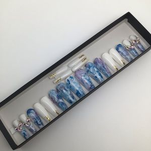 Krystal Long Blue Marble Ballerina Set of 20